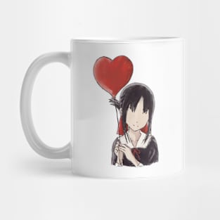 Kaguya sama Kaguya shinomiya holding a heart-shaped red balloon in an aesthetic watercolor art | mirror Mug